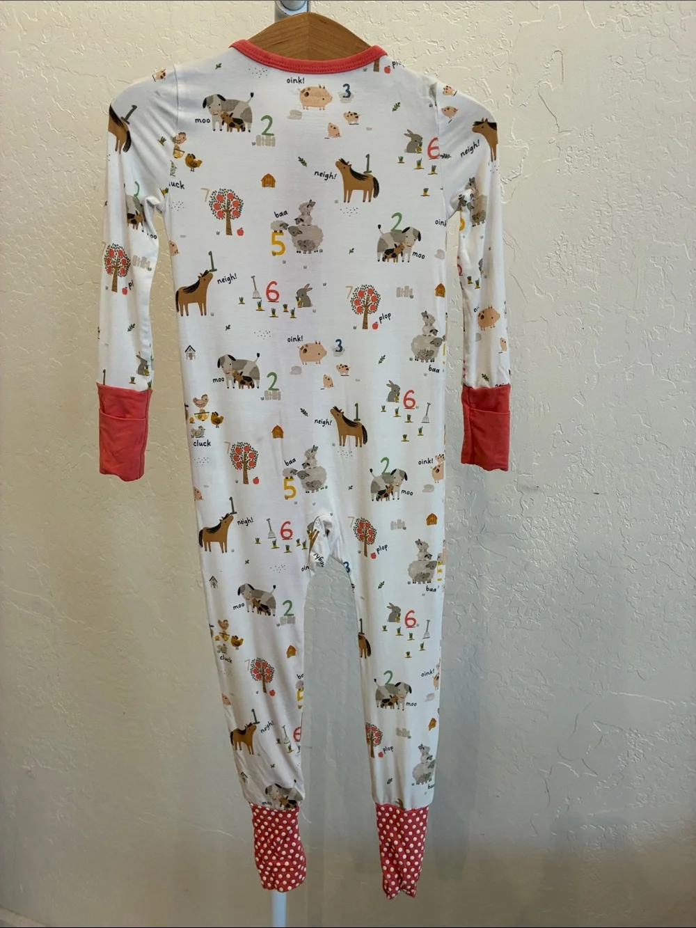 Angel Dear Coral-Trim Animal Print Footie